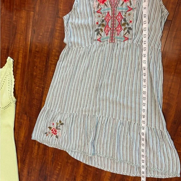Johnny Was Workshop Cyrielle Effortless Boho Tank Dress StripedEmbroidered small